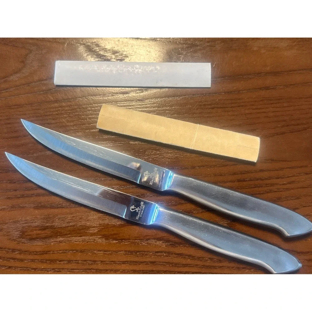 Regent Sheffield Black Knight Steak Knives Set Of 2 EUC‎